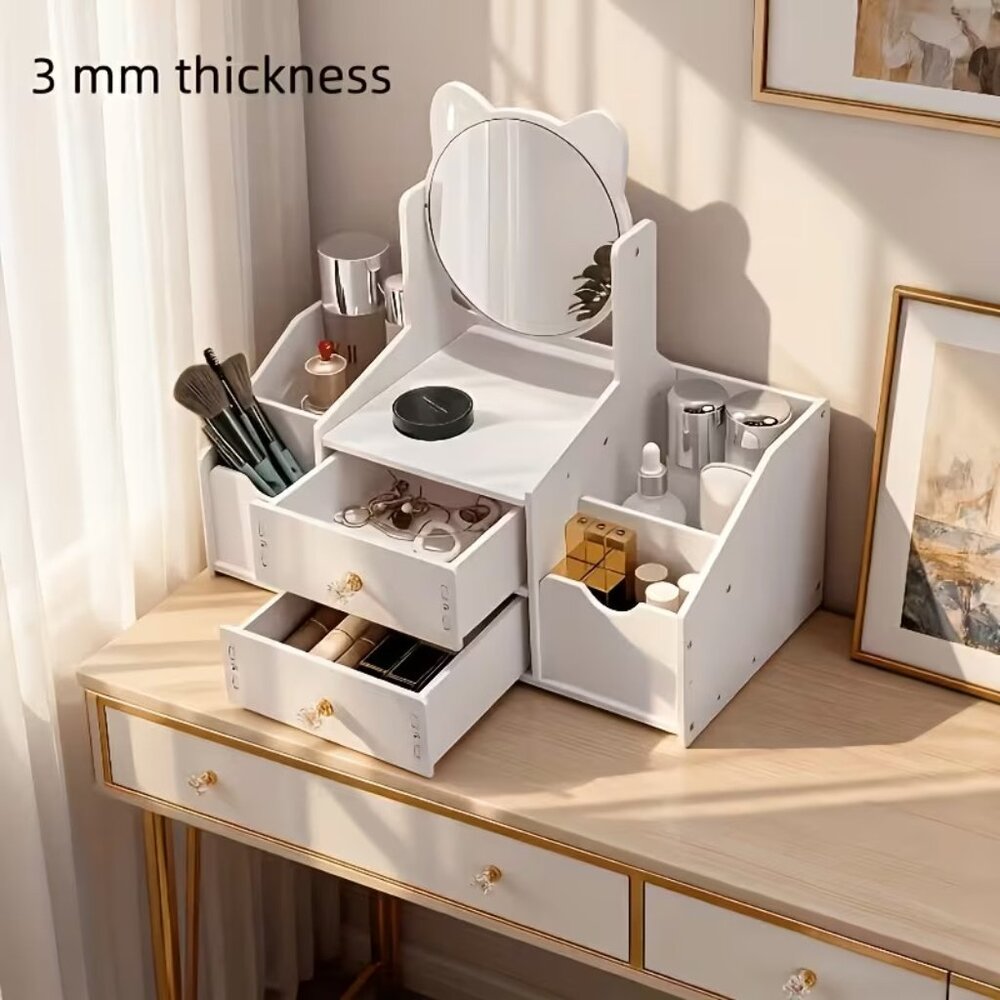 Jewelry Box, Dressing Table with Cat Ear Mirror, Perfect Choice for Home or Bedr